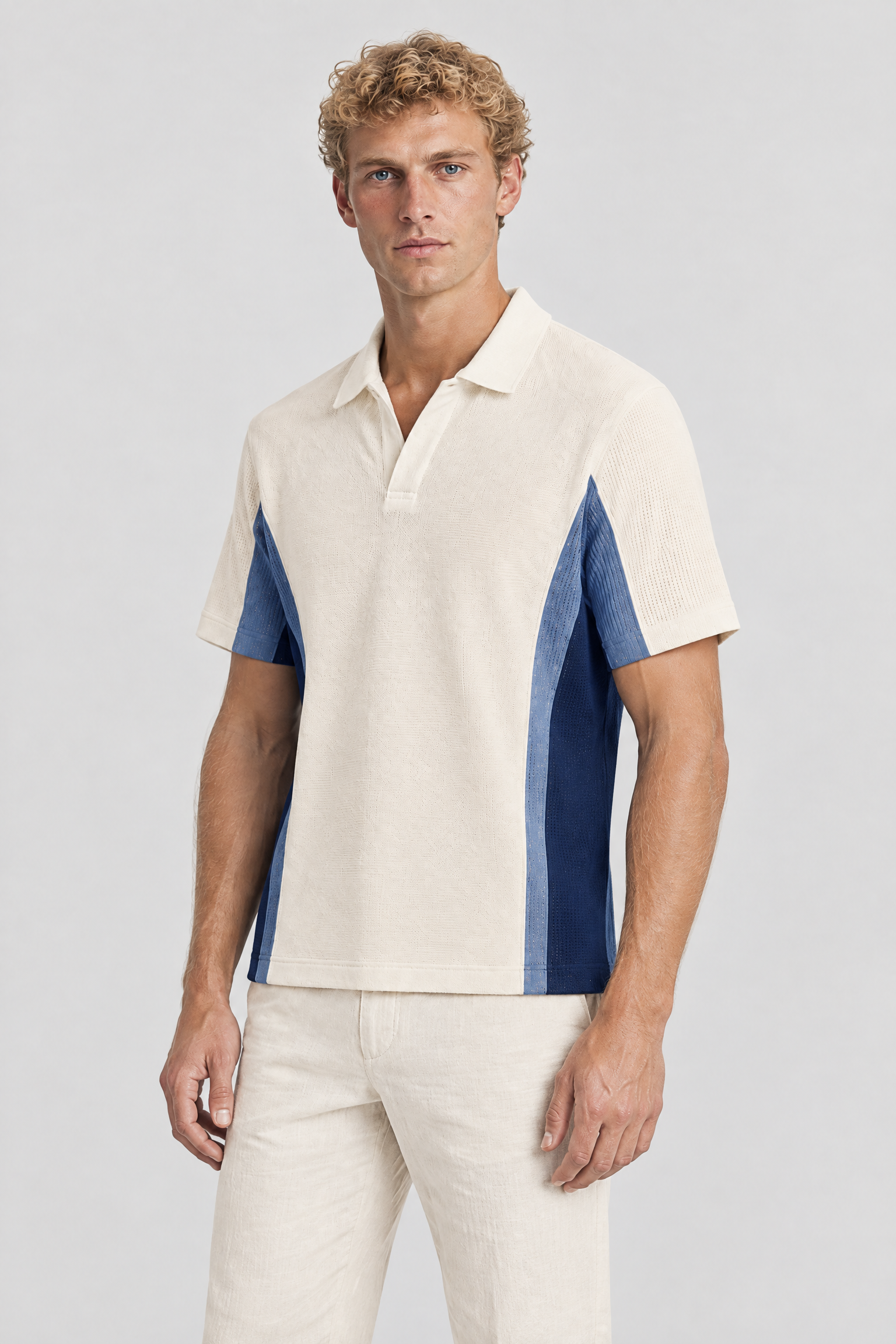 Origin Polo 03 - Cream/Blue