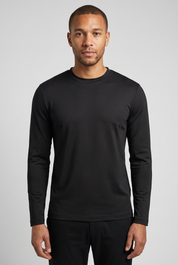 T-shirt manches longues noir MONVALERE porte, vue de face