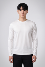 T-shirt manches longues blanc MONVALERE porte, vue de face