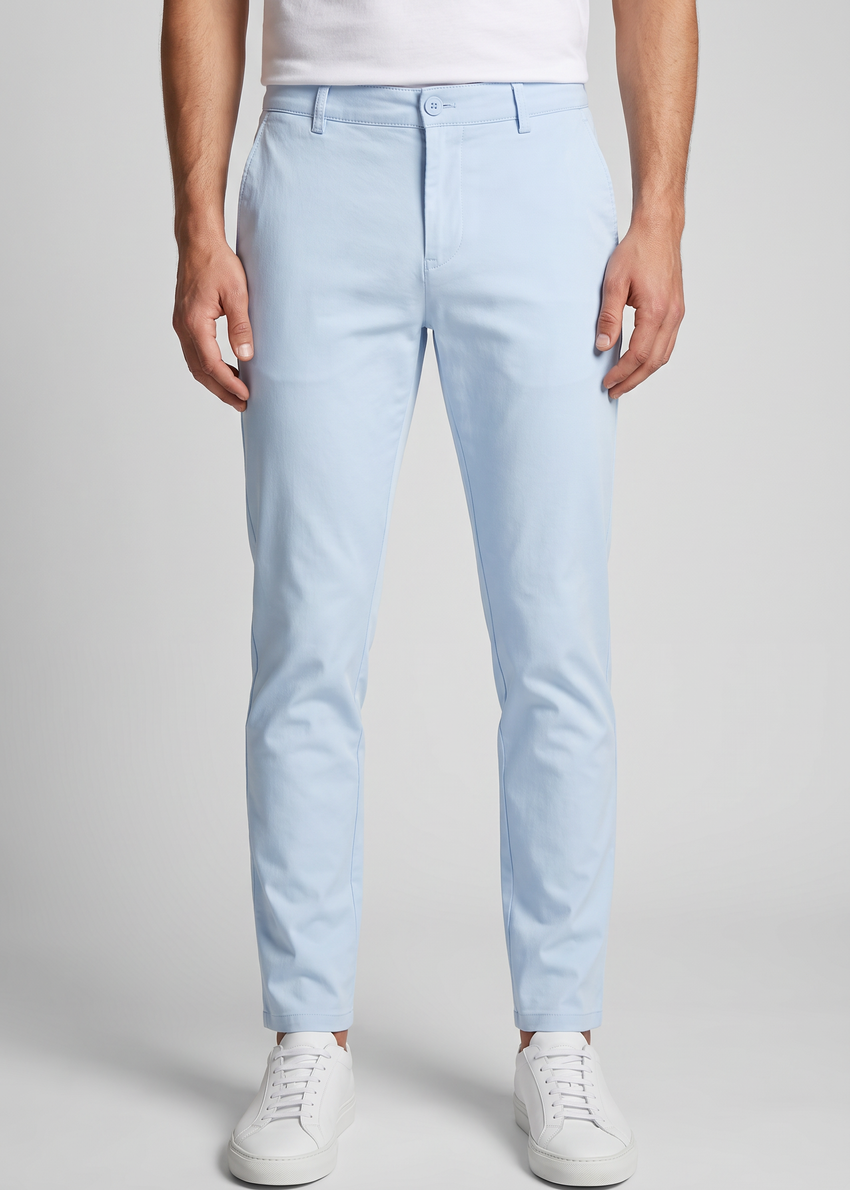 Chino Pants Baby Blue MONVALERE, vue de face