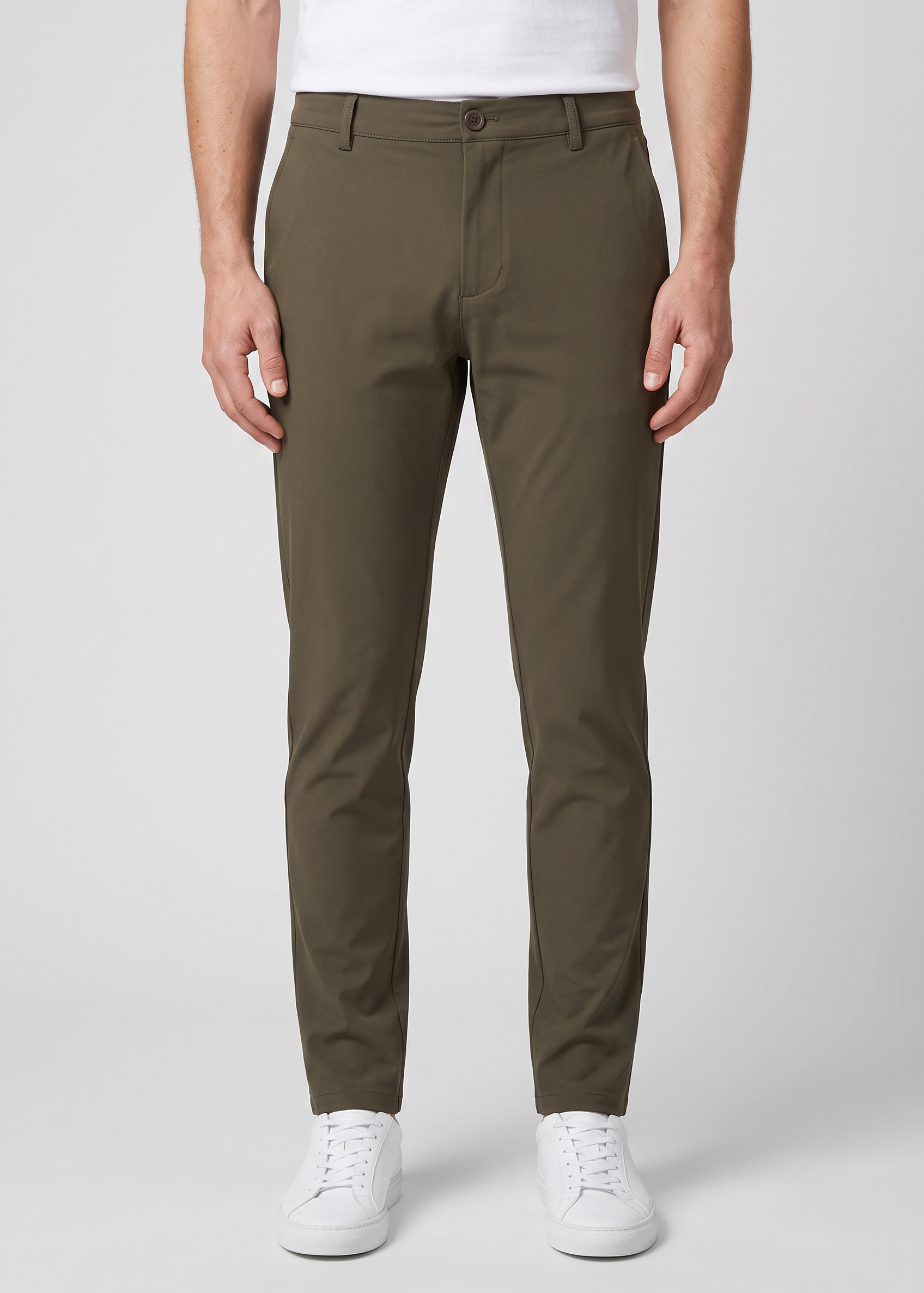 Chino Pants Olive MONVALERE, vue de face