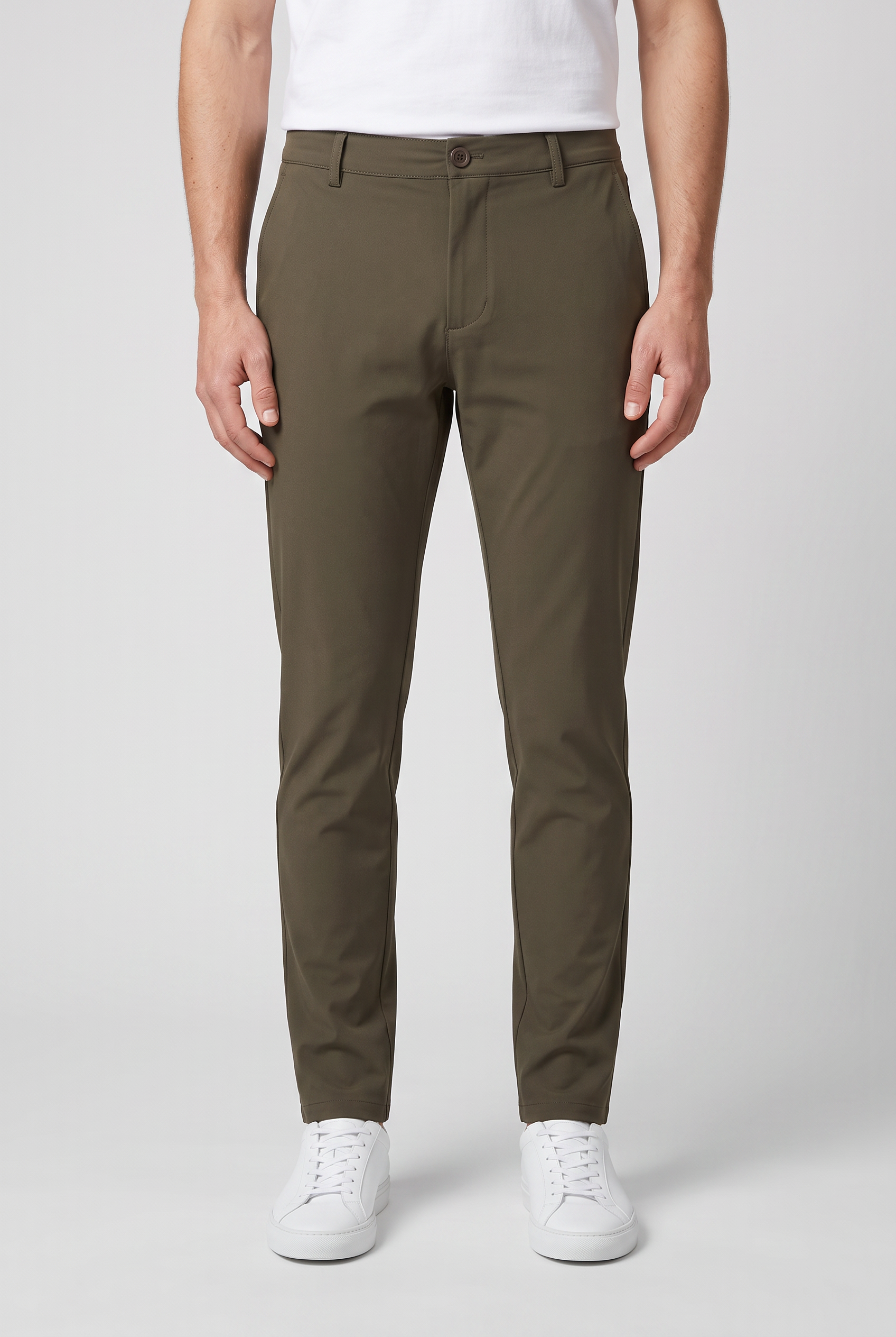 Chino Pants Olive MONVALERE, vue de face