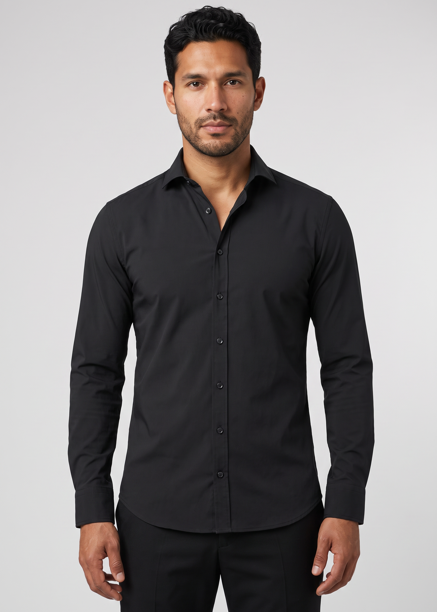 Elegant Shirt Navy Black MONVALERE, vue de face