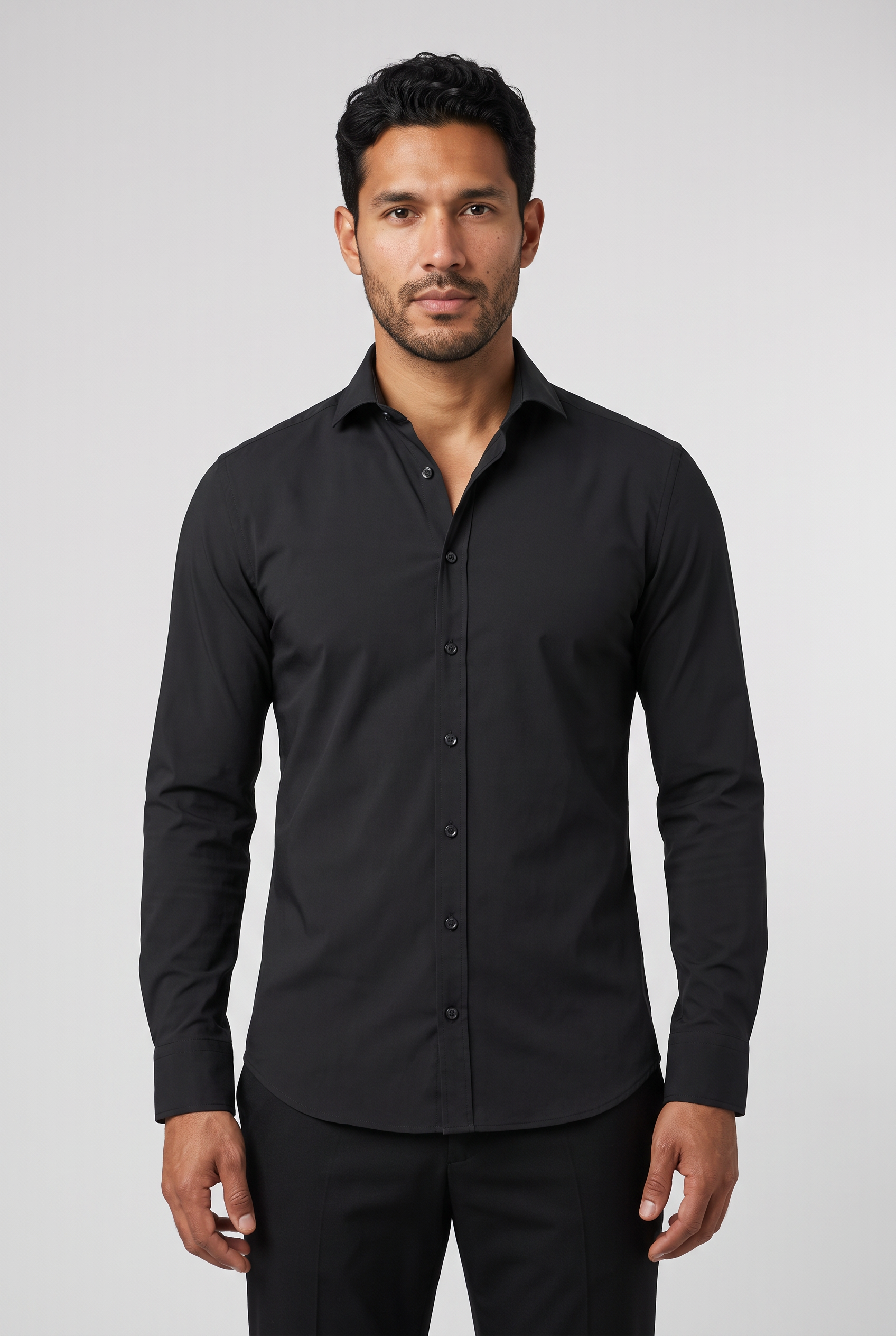 Elegant Shirt Navy Black MONVALERE, vue de face