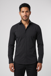 Elegant Shirt Navy Black MONVALERE, vue de face