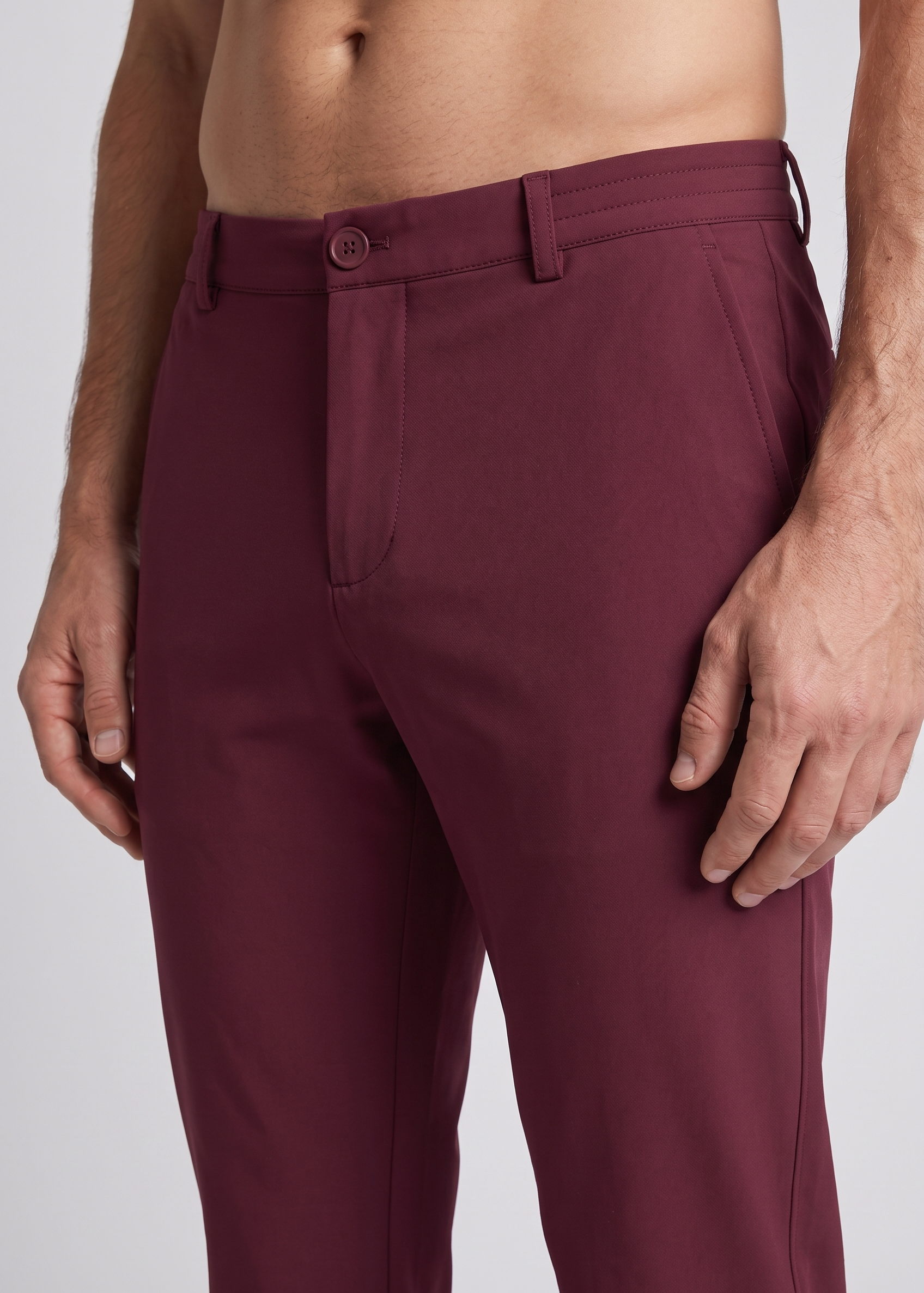Chino Pants Burgundy MONVALERE, detail