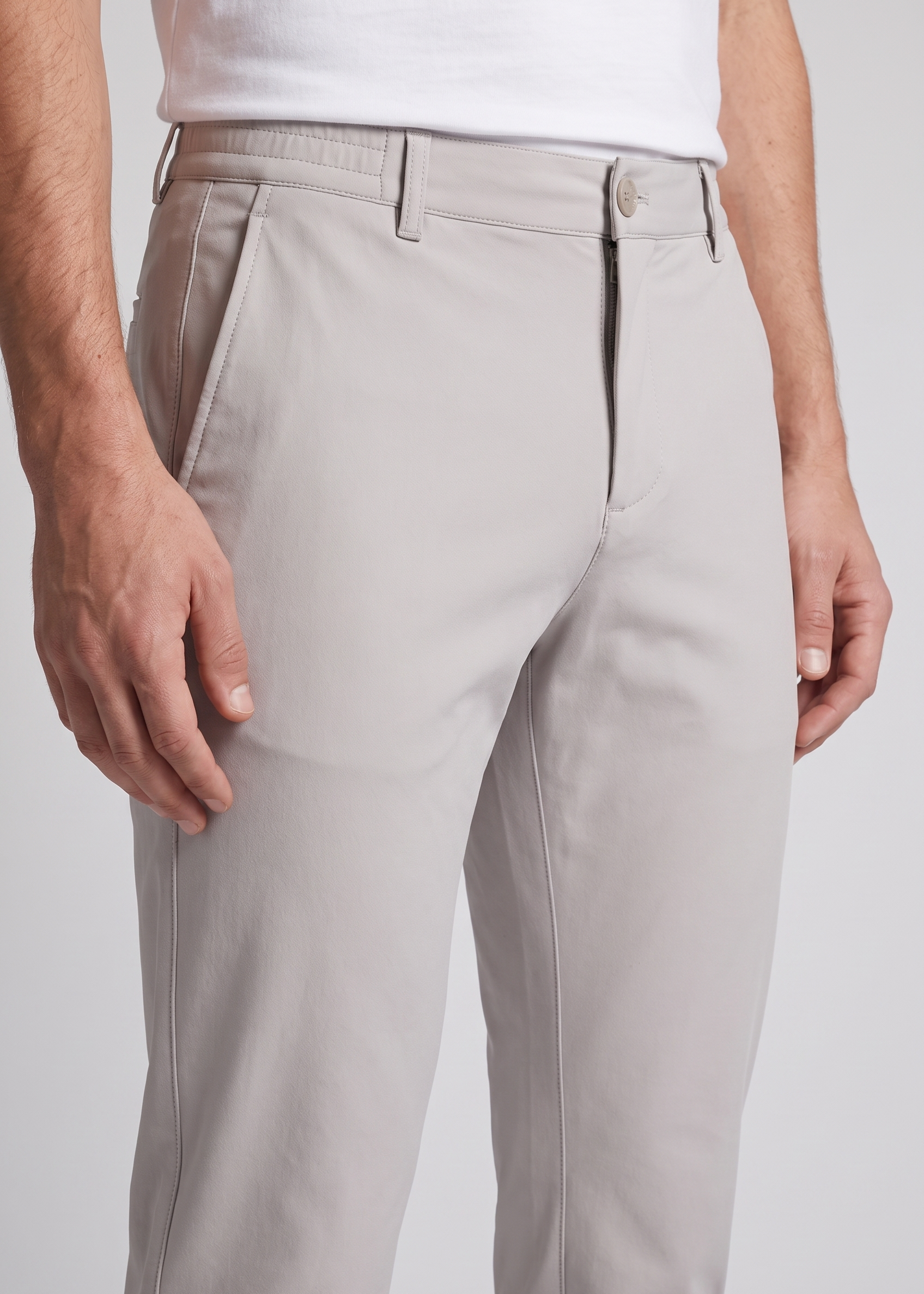 Chino Pants Light Grey MONVALERE, detail