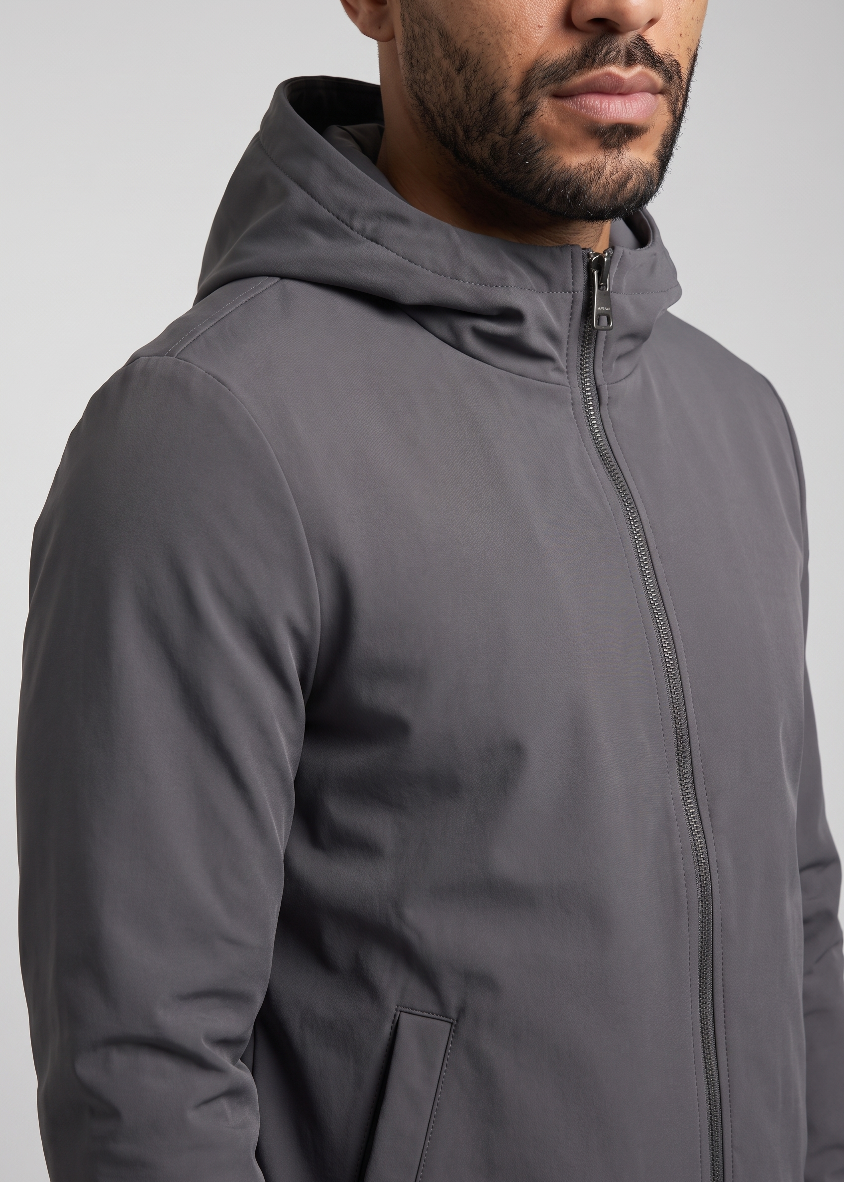 Hooded Jacket Dark Grey MONVALERE, detail