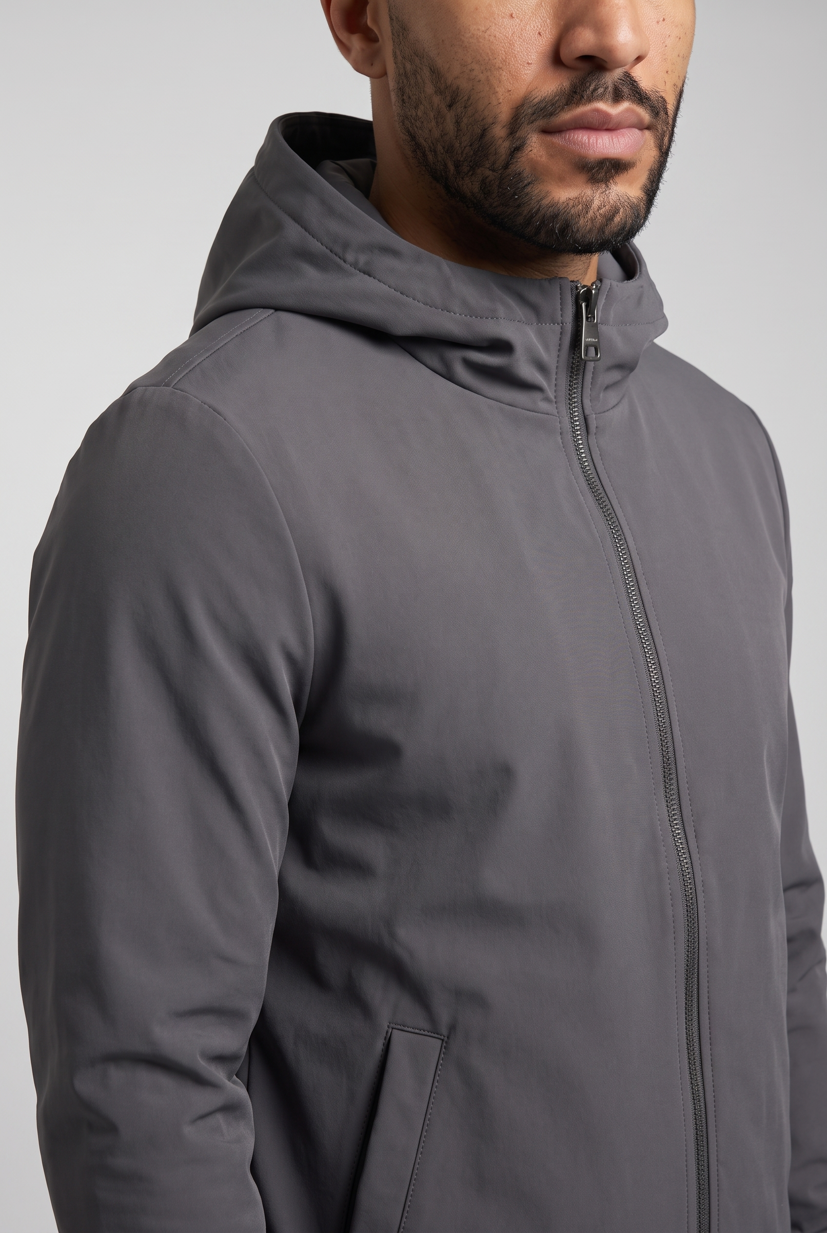 Hooded Jacket Dark Grey MONVALERE, detail
