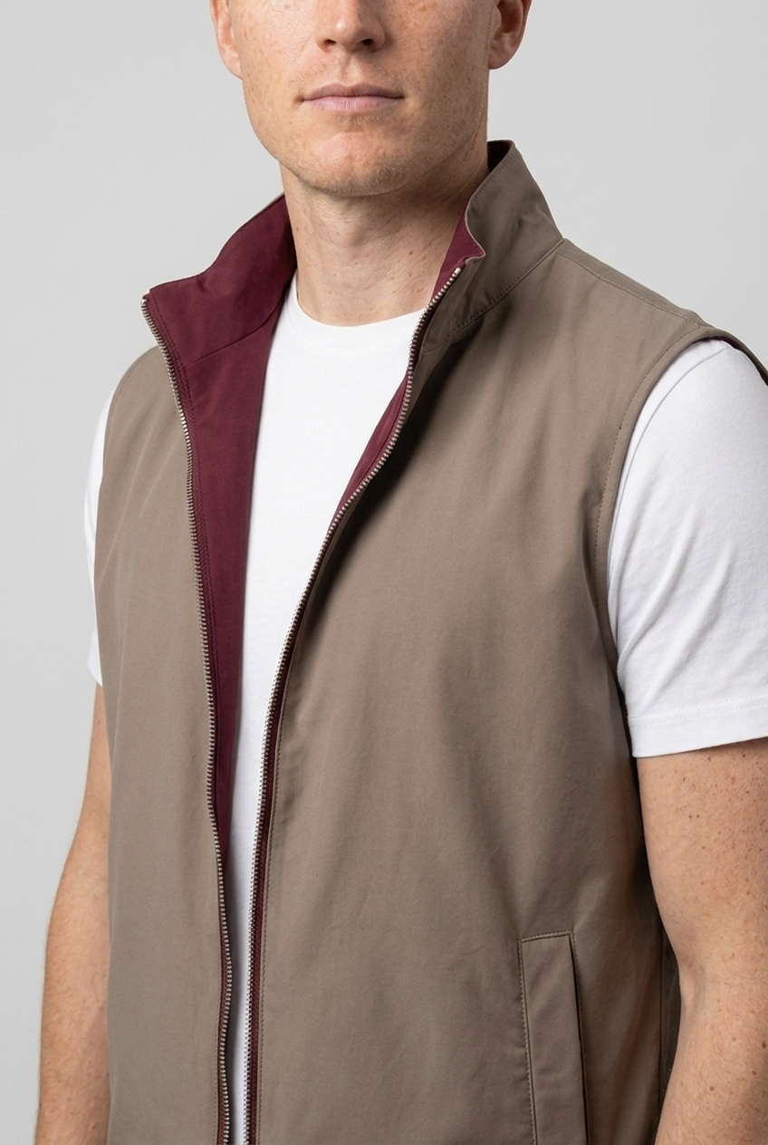 Reversible Gillet Burgundy/Falcon MONVALERE, detail