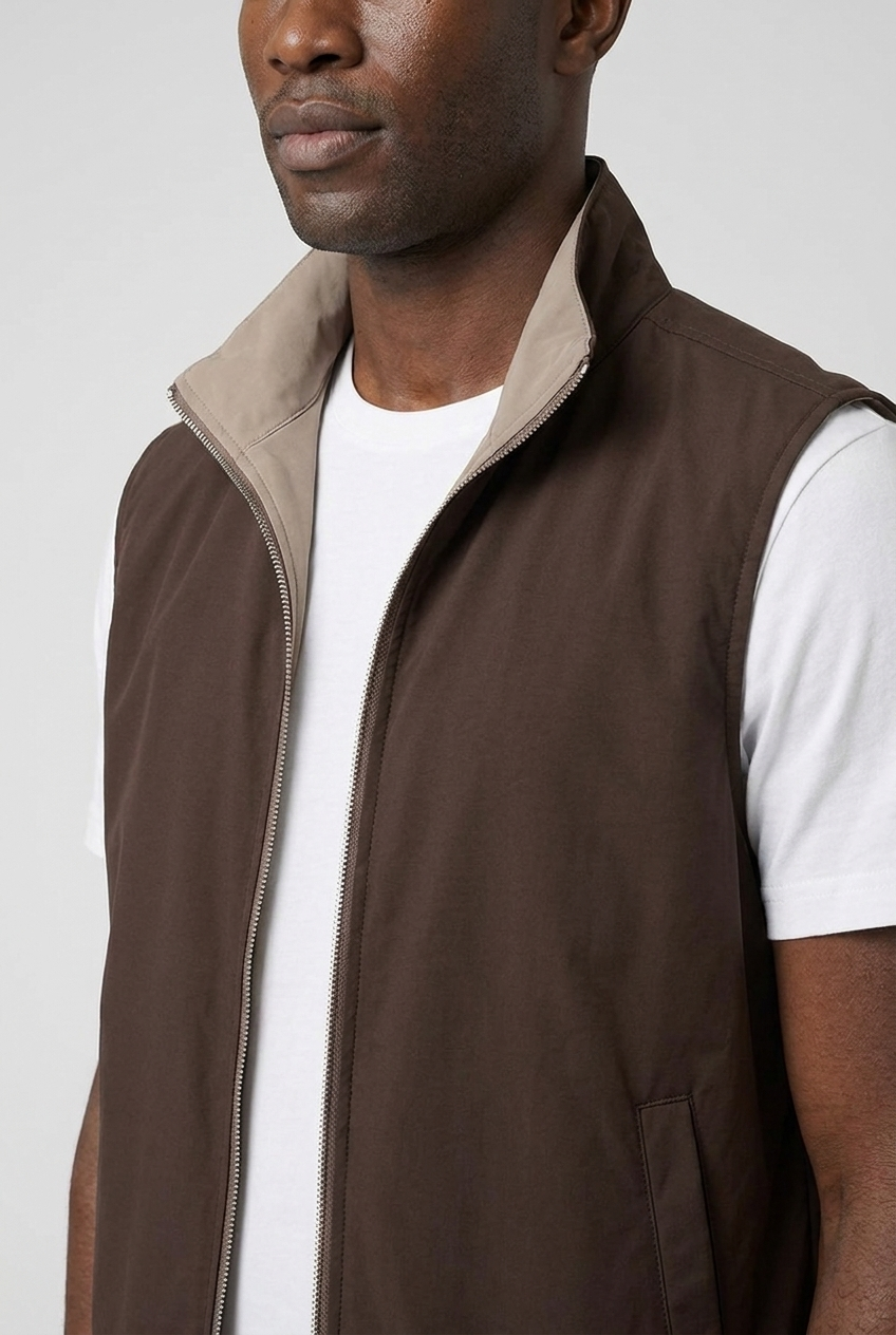 Reversible Gillet Espresso MONVALERE, detail