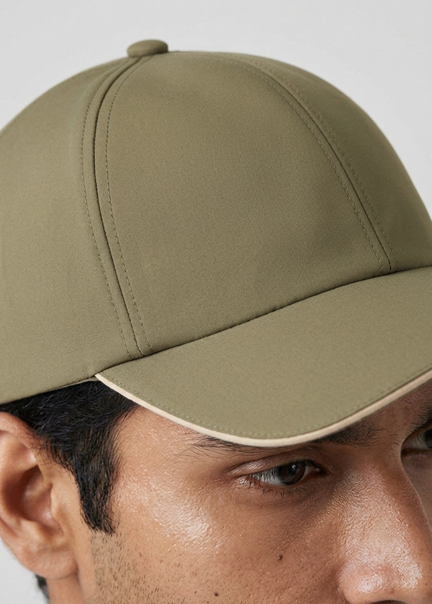 Microfibre Cap Olive MONVALERE, detail