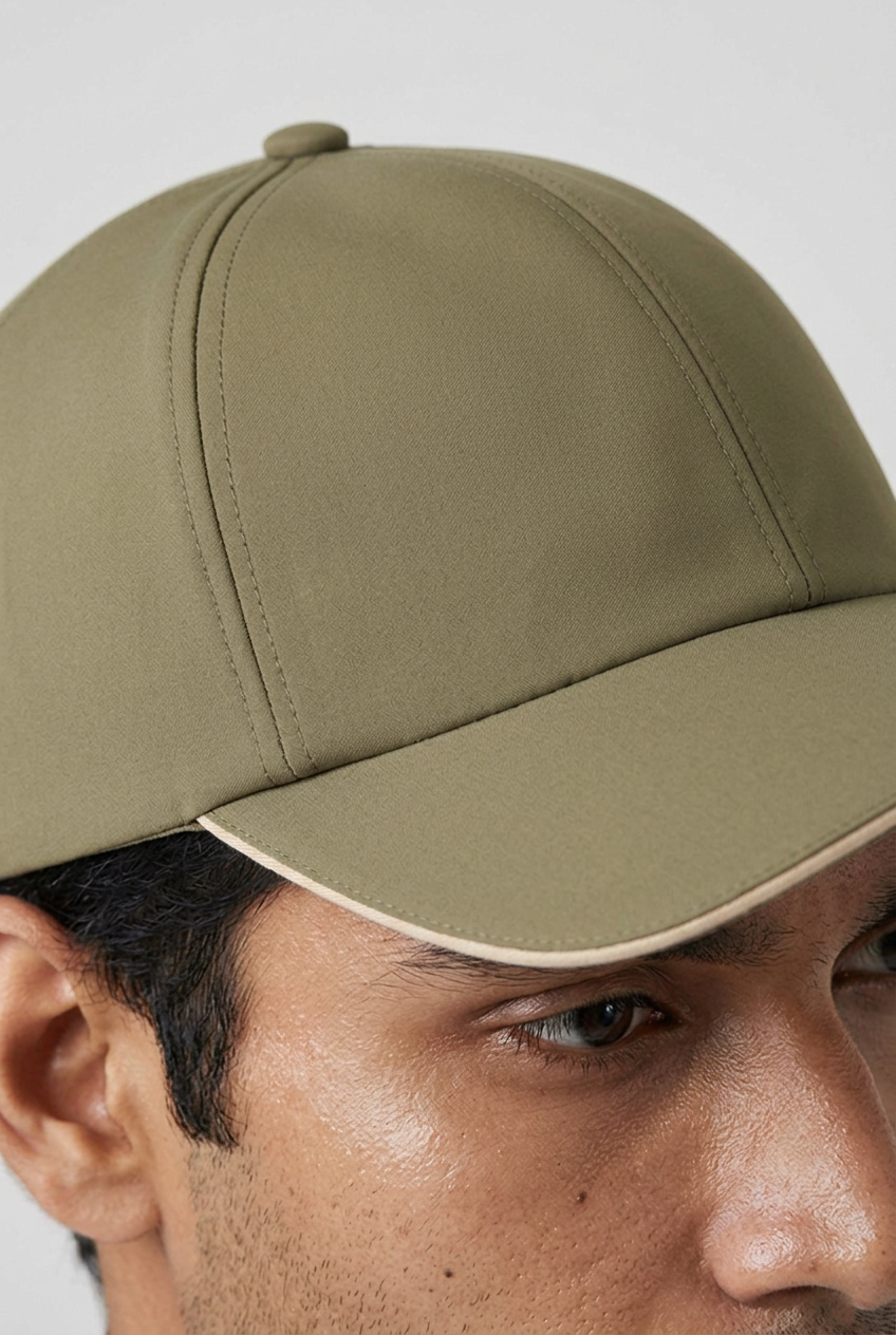 Microfibre Cap Olive MONVALERE, detail