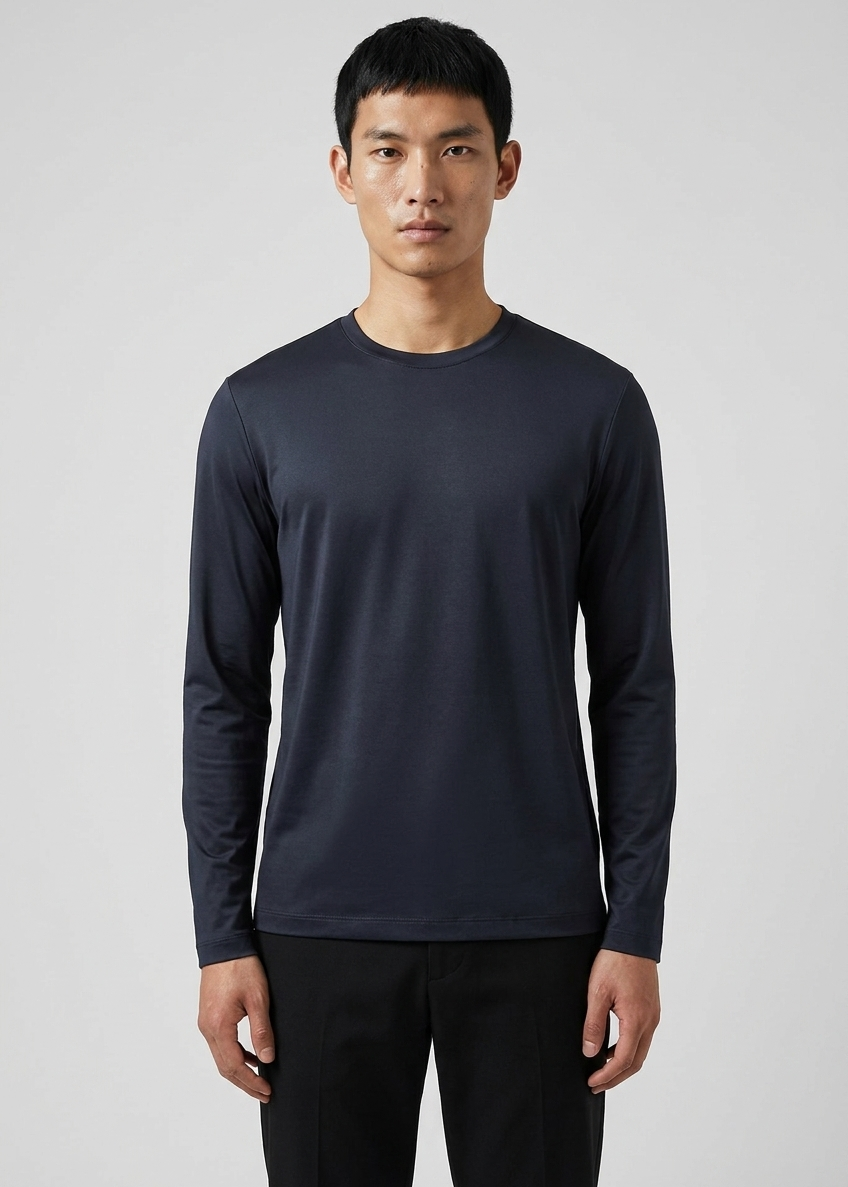 Shiny Longsleeve Dark Blue MONVALERE, vue de face
