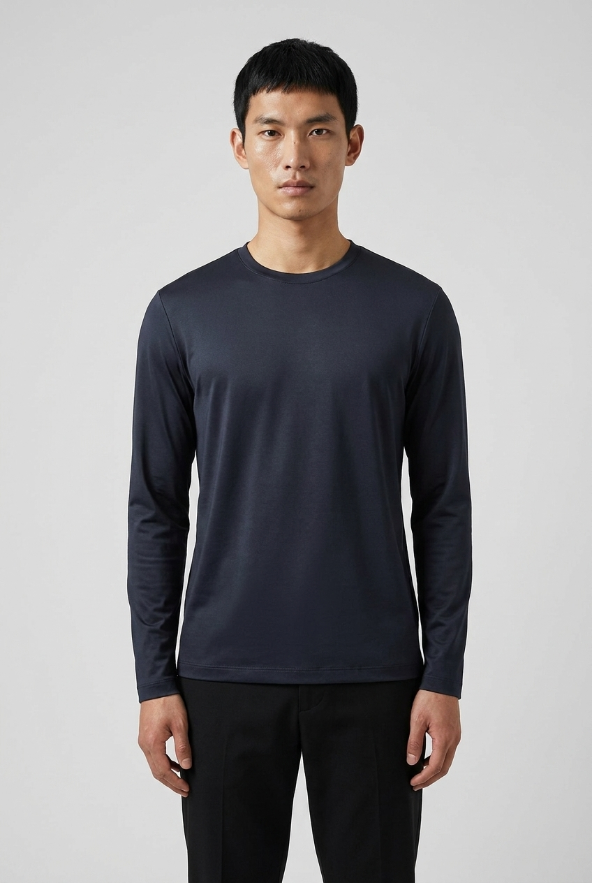 Shiny Longsleeve Dark Blue MONVALERE, vue de face