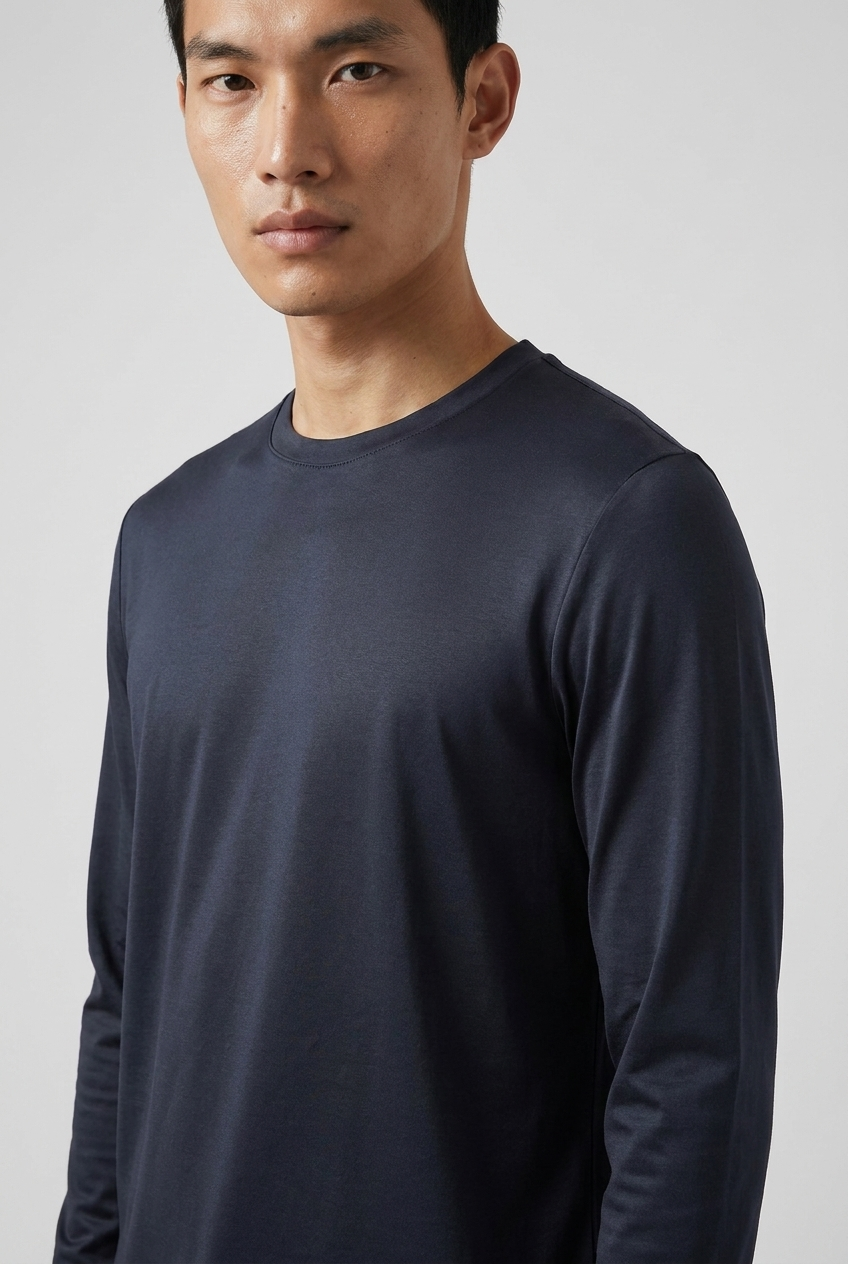 Shiny Longsleeve Dark Blue MONVALERE, detail