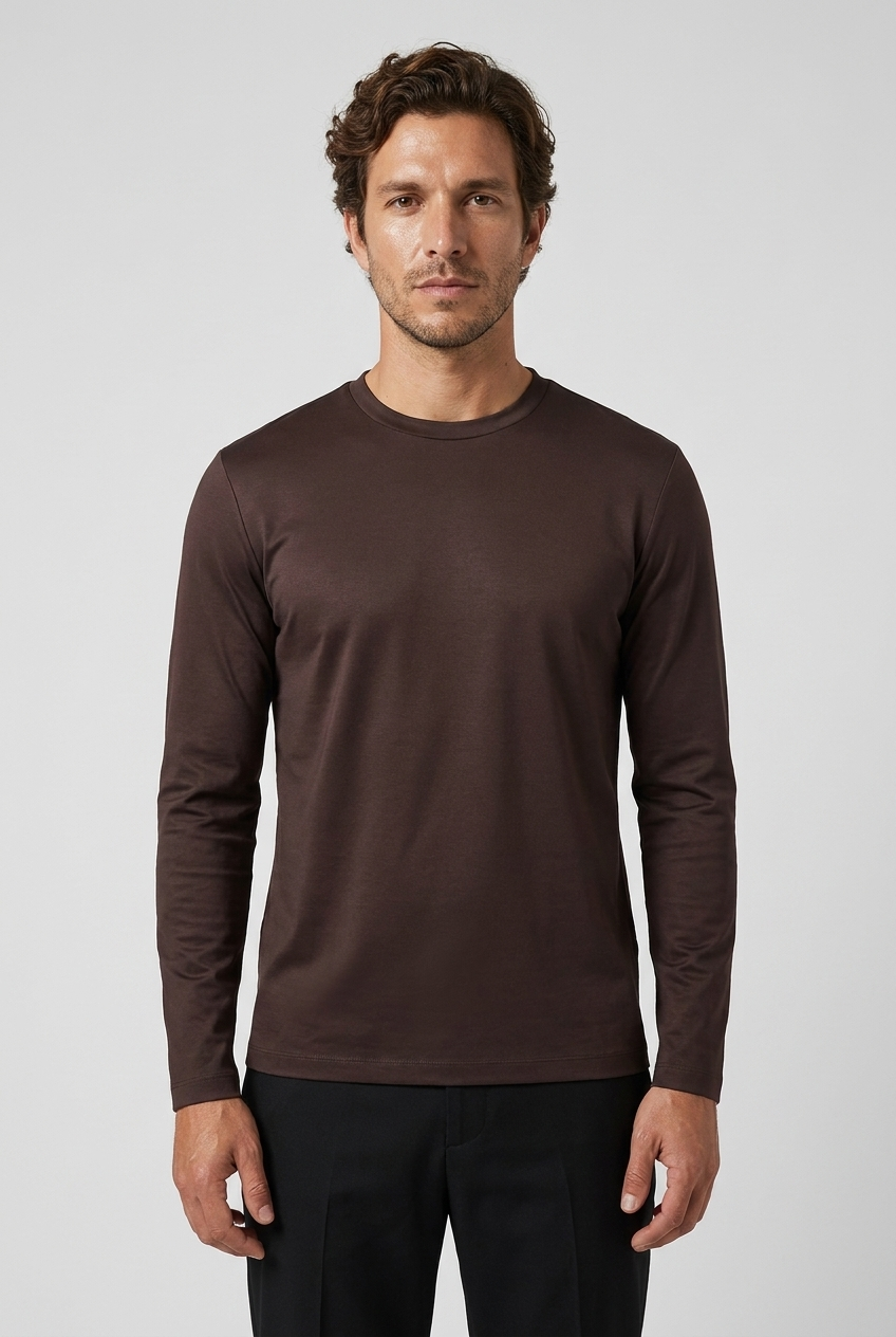 Shiny Longsleeve Espresso MONVALERE, vue de face