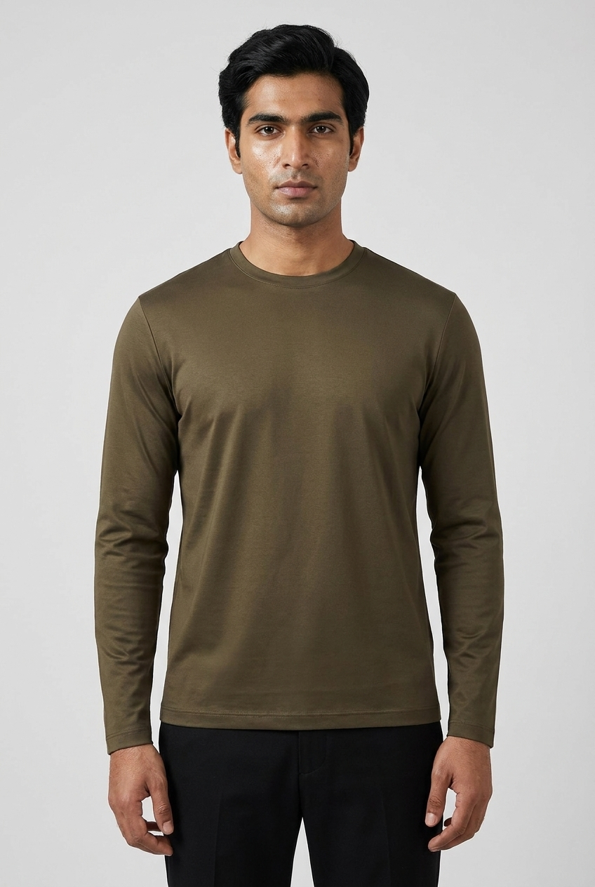Shiny Longsleeve Olive Green MONVALERE, vue de face