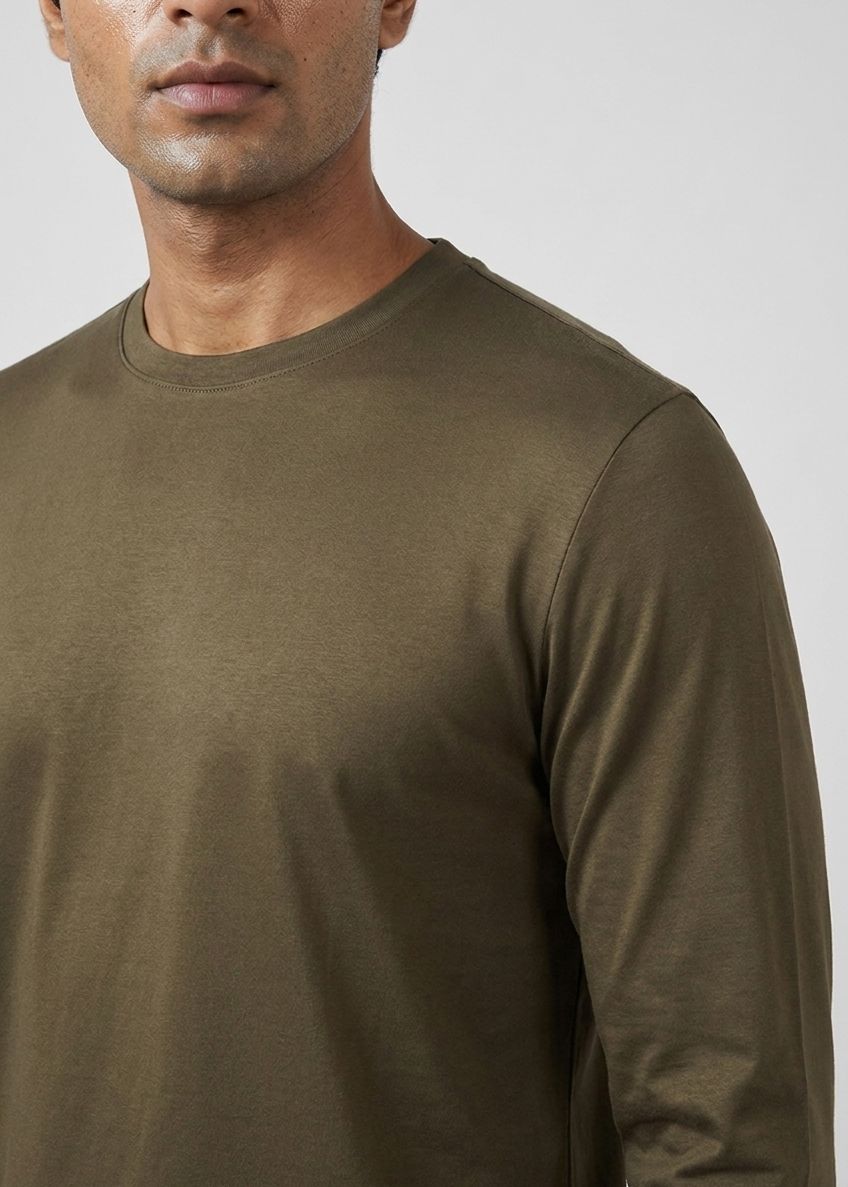 Shiny Longsleeve Olive Green MONVALERE, detail