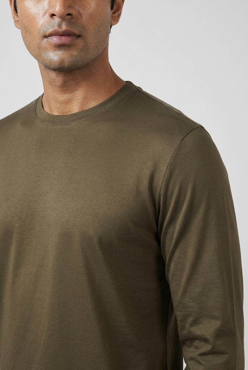 Shiny Longsleeve Olive Green MONVALERE, detail