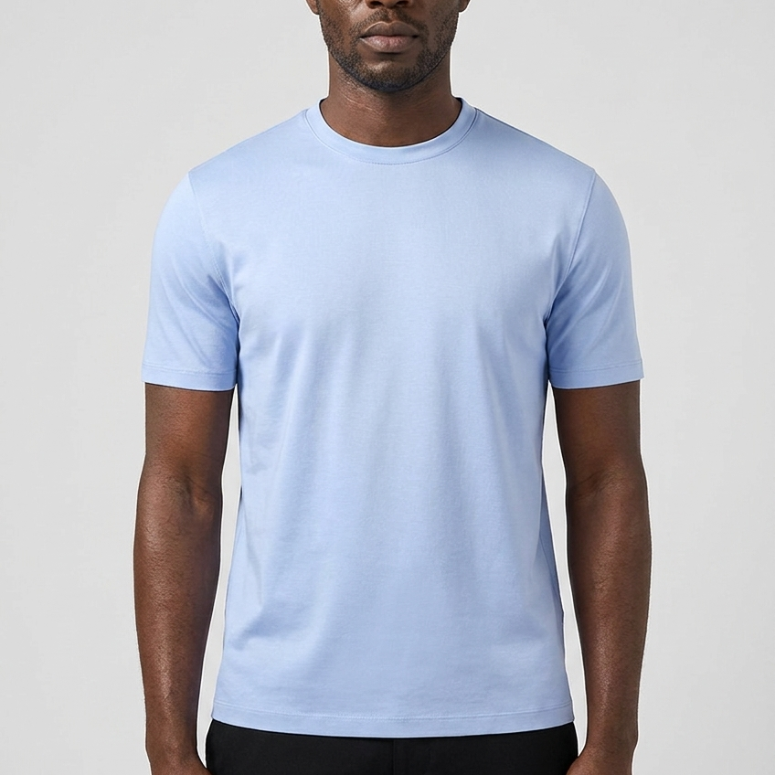 Shiny T-Shirt Baby Blue MONVALERE, vue de face