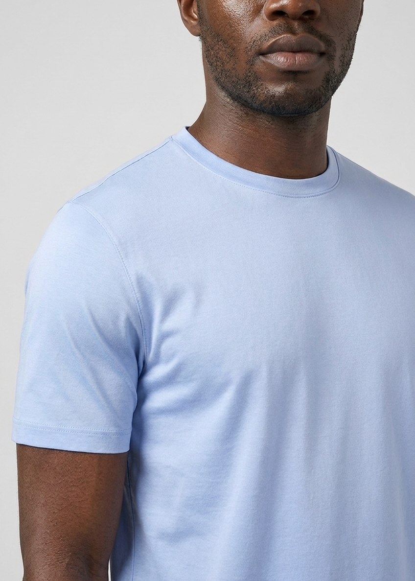 Shiny T-Shirt Baby Blue MONVALERE, detail