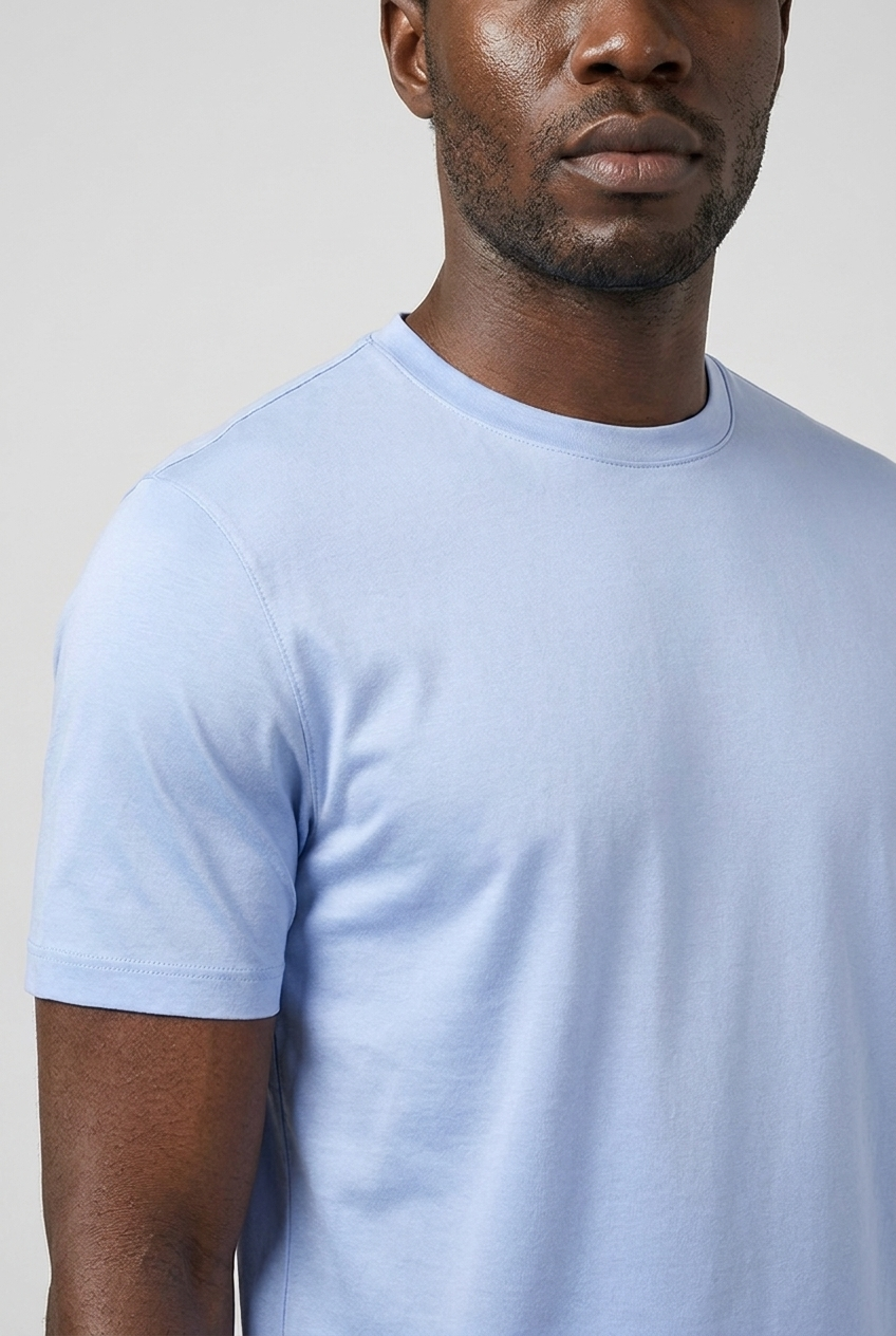 Shiny T-Shirt Baby Blue MONVALERE, detail
