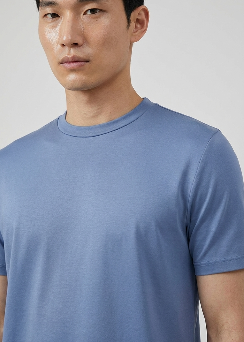 Shiny T-Shirt Cloud Blue MONVALERE, detail