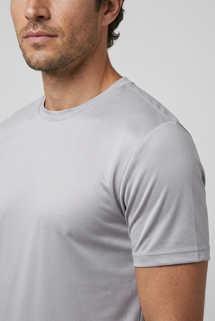 Shiny T-Shirt Light Grey MONVALERE, detail