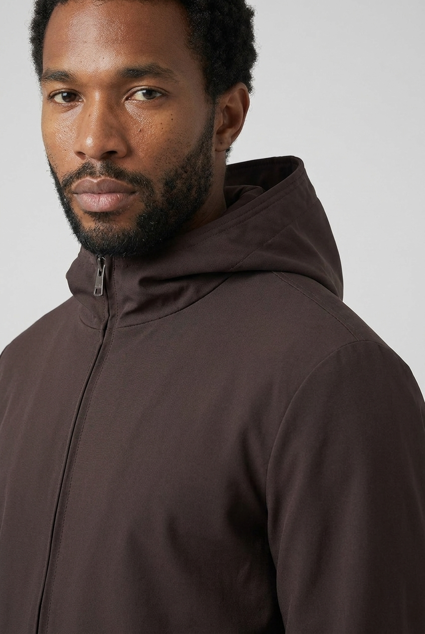 Hooded Jacket Espresso MONVALERE, detail