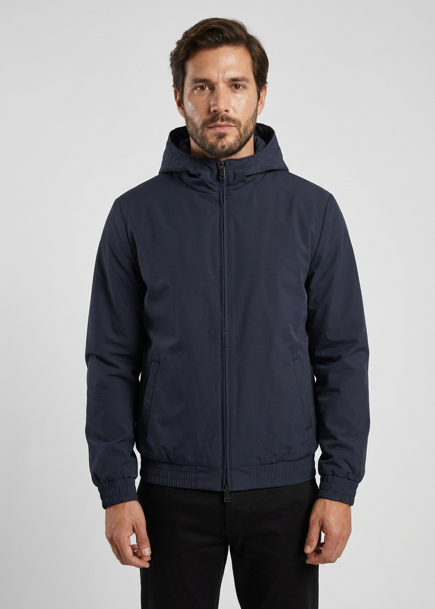 Hooded Jacket Navy Blue MONVALERE, vue de face