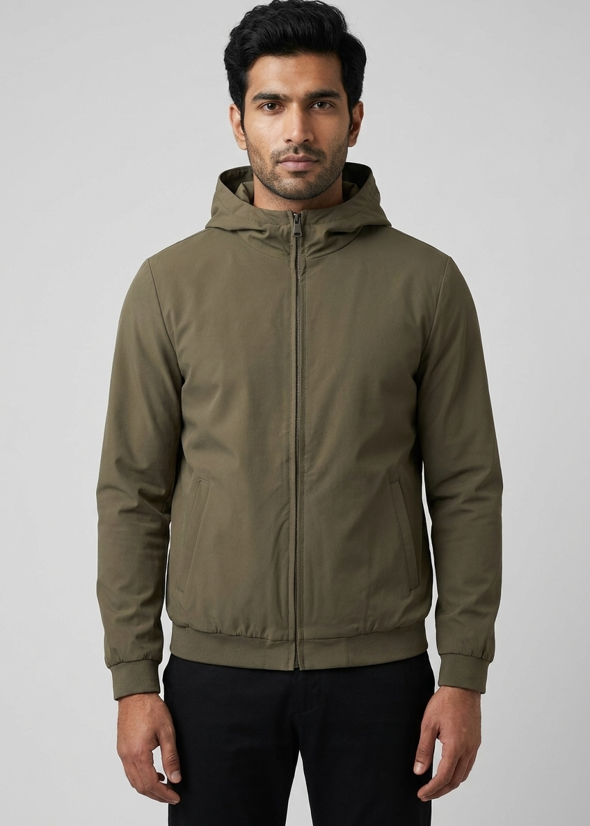 Hooded Jacket Olive MONVALERE, vue de face