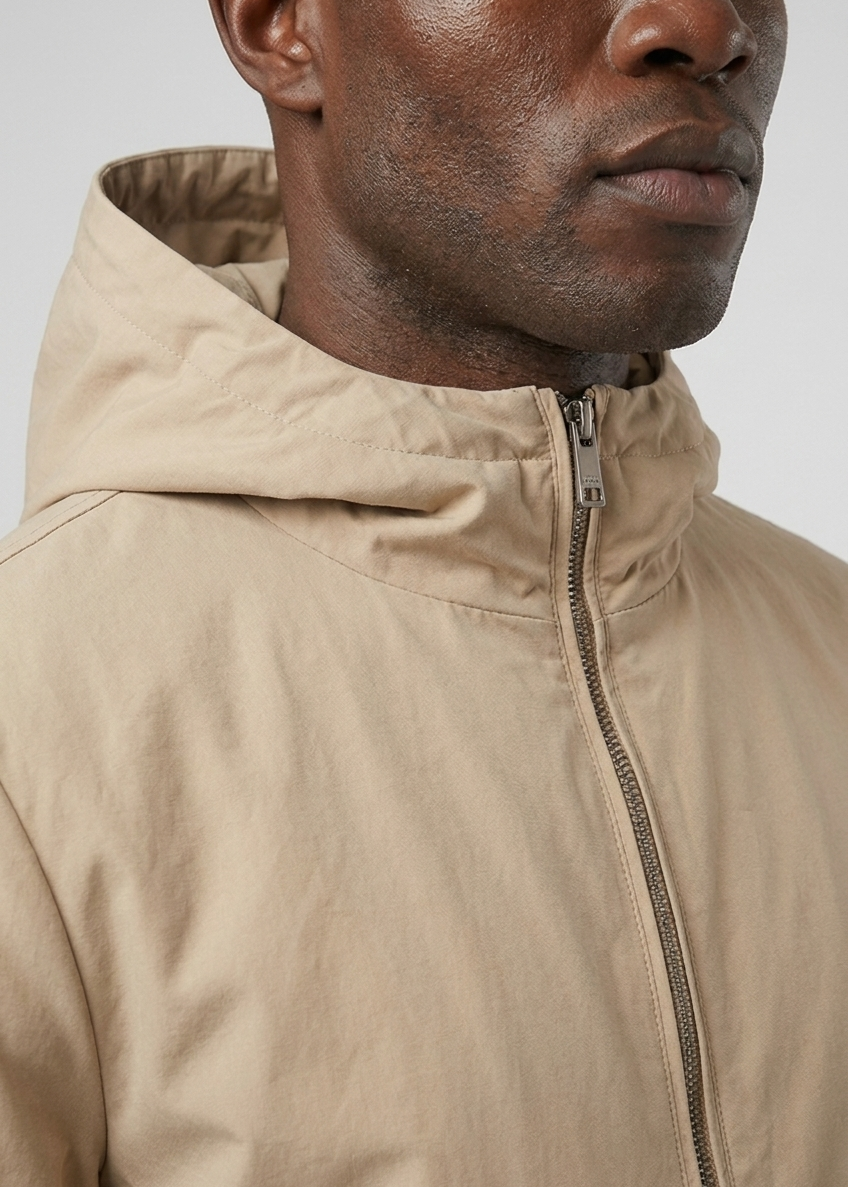 Hooded Jacket Latte MONVALERE, detail