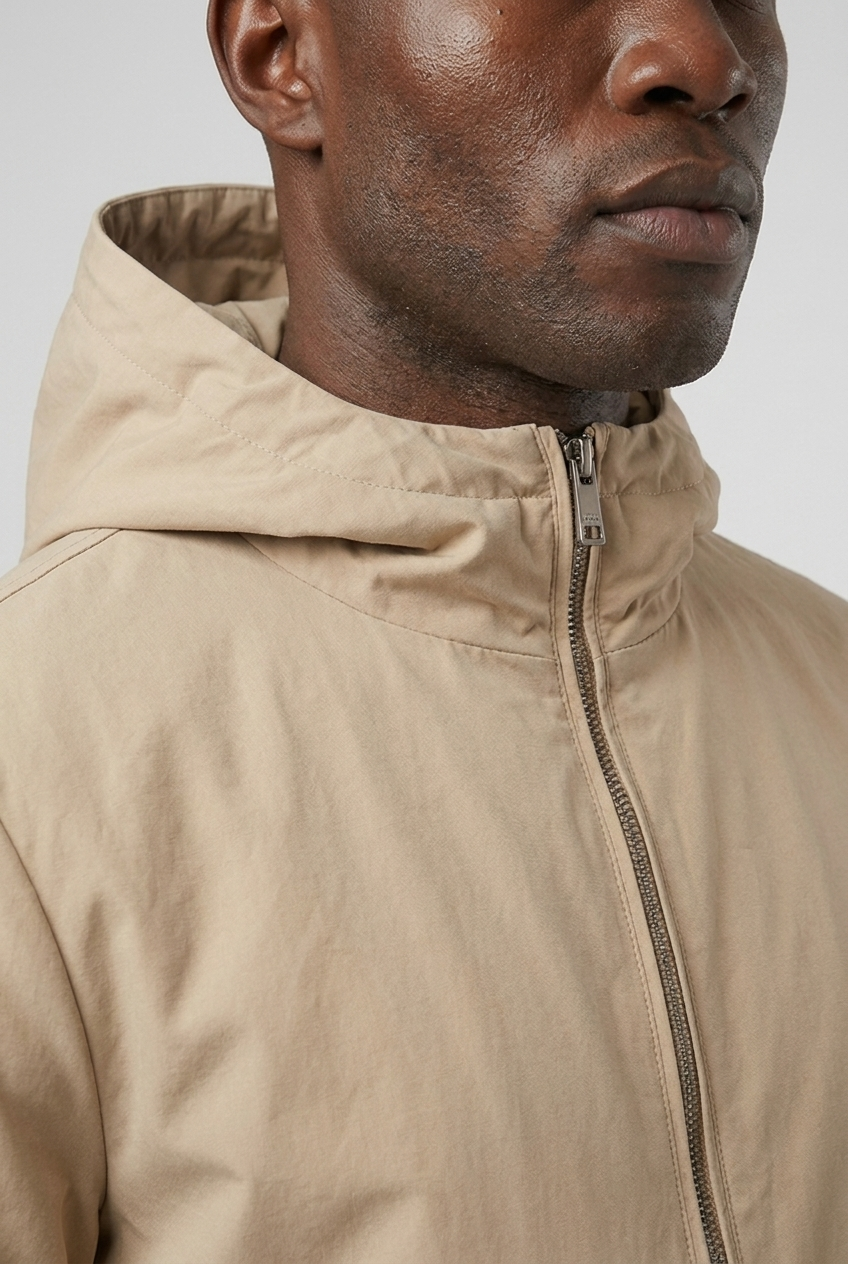 Hooded Jacket Latte MONVALERE, detail