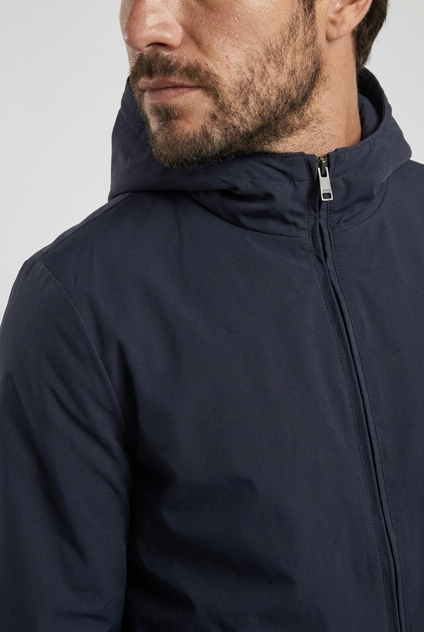 Hooded Jacket Navy Blue MONVALERE, detail