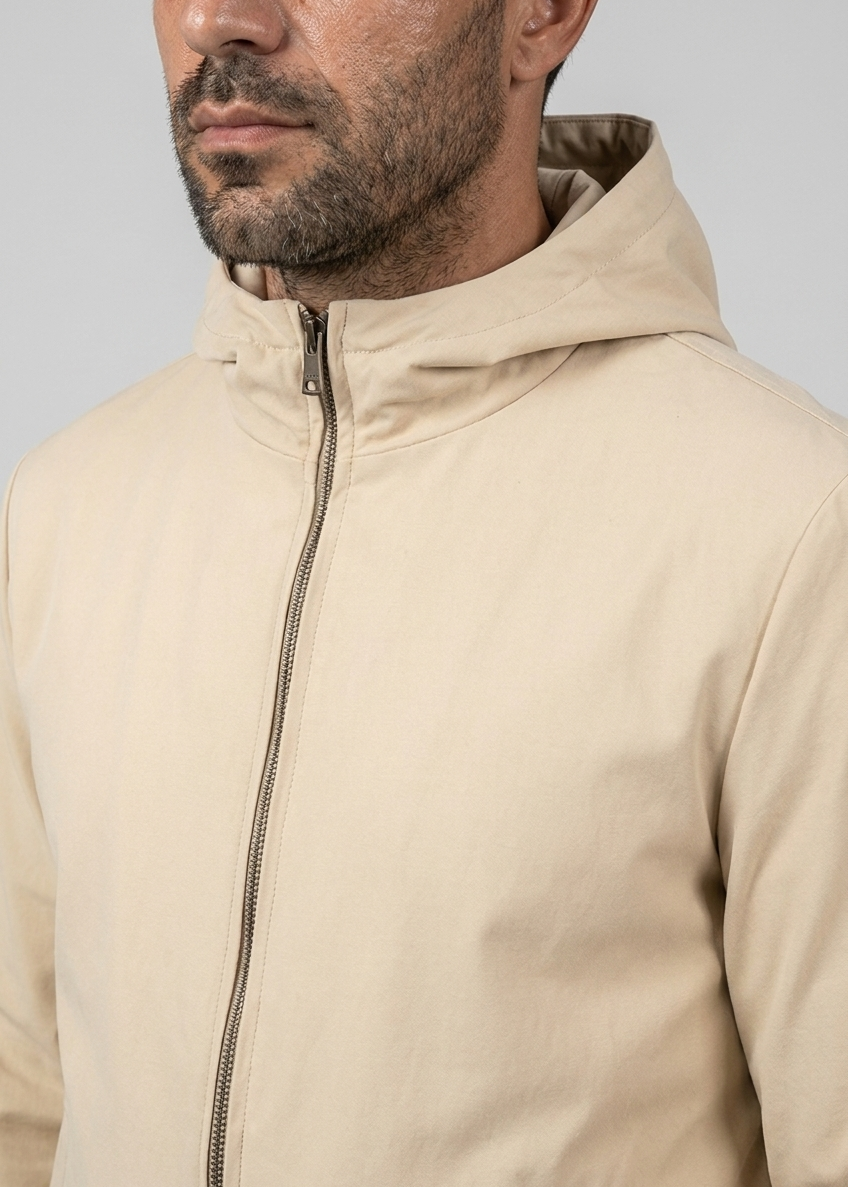 Hooded Jacket Sand MONVALERE, detail