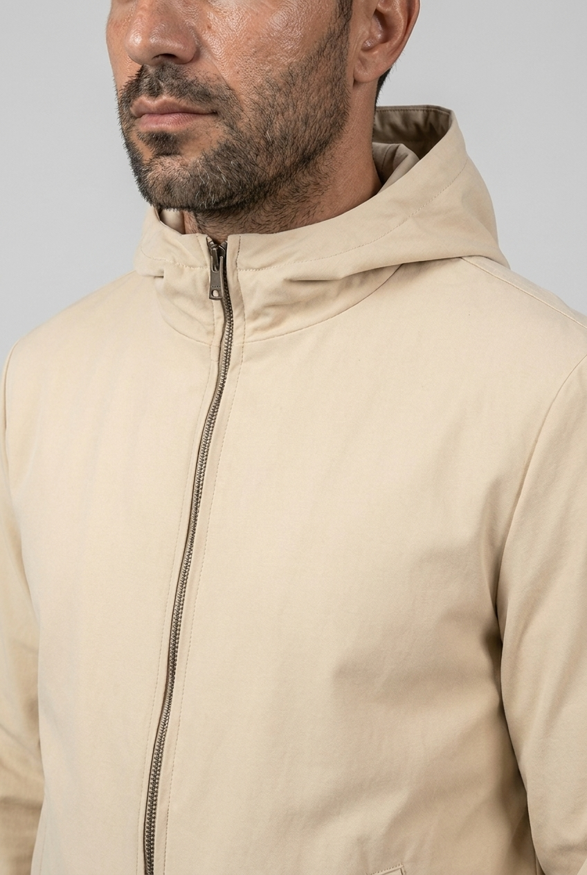 Hooded Jacket Sand MONVALERE, detail