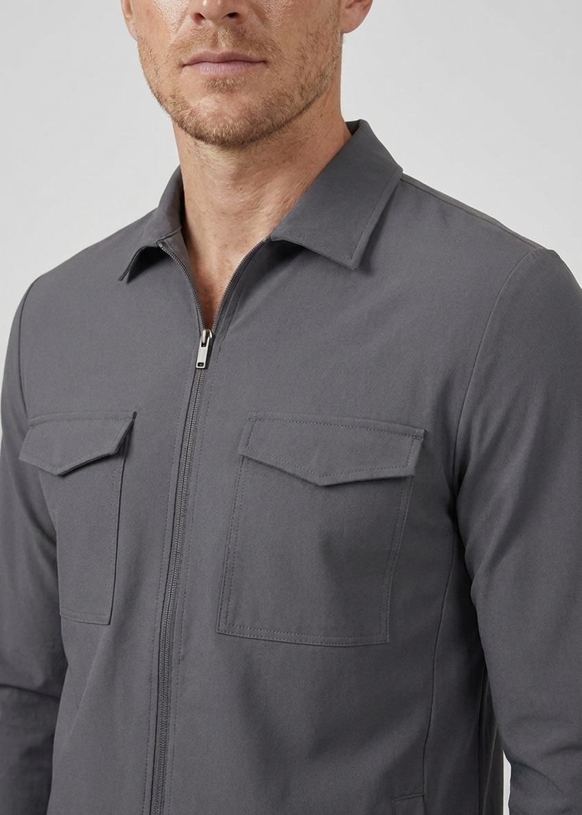 Pocket Jacket Dark Grey MONVALERE, detail